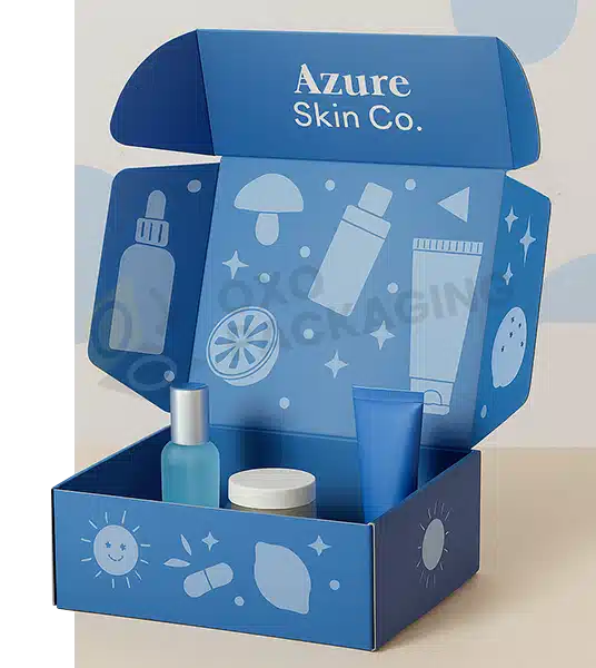 Custom Printed Blue Mailer Boxes