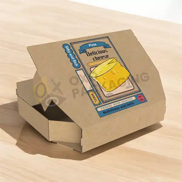 brown pizza printed boxes