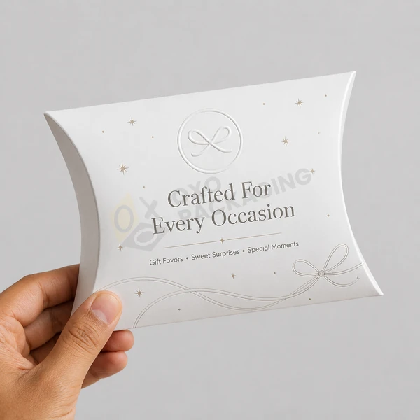 custom printed white pillow boxes