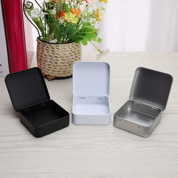 customized square hinged tin boxes