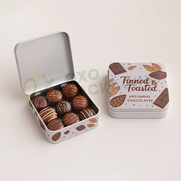 customized square hinged tin boxes